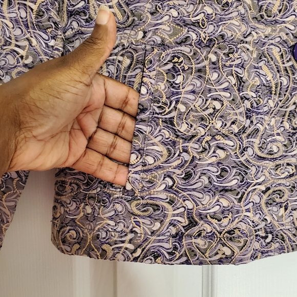 Vintage Rebecca Malone Women’s Shirt Style Jacket Shacket In Purple Print sz LG - Picture 4 of 7